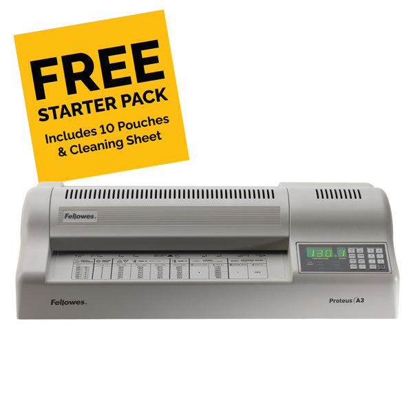 Fellowes Proteus A3 High Performance 6-Roller Laminator: 80 - 250 Micron Pouches, 3-Minute Warm-up, High Speed