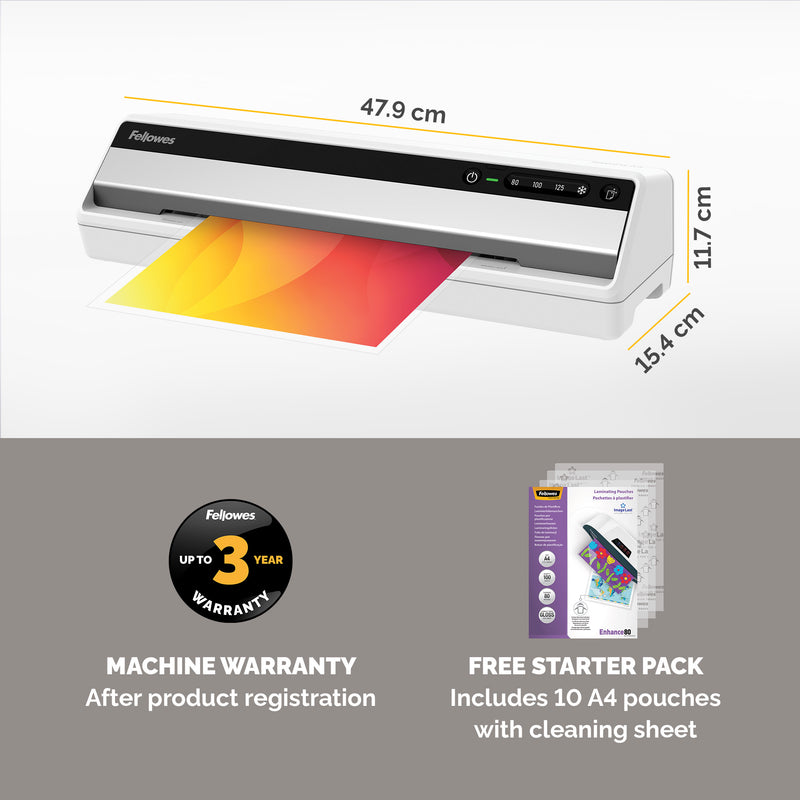 Fellowes Saturn A3 Office Laminator: 80 - 125 Micron Pouches, 1-Minute Warm-up