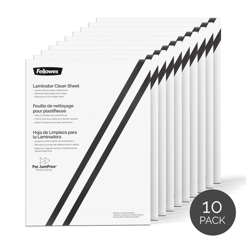 Fellowes Cardboard Laminator Cleaning & Carrier Sheets, Pack 10