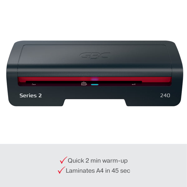 GBC 240 A4 Home Office Laminator: 75 - 125 Micron Pouches, 2-Minute Warm-up